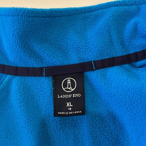 Lands' End Woman Plus Size 18XL Zip-Front Fleece Vest Long Blue - Picture 3 of 9